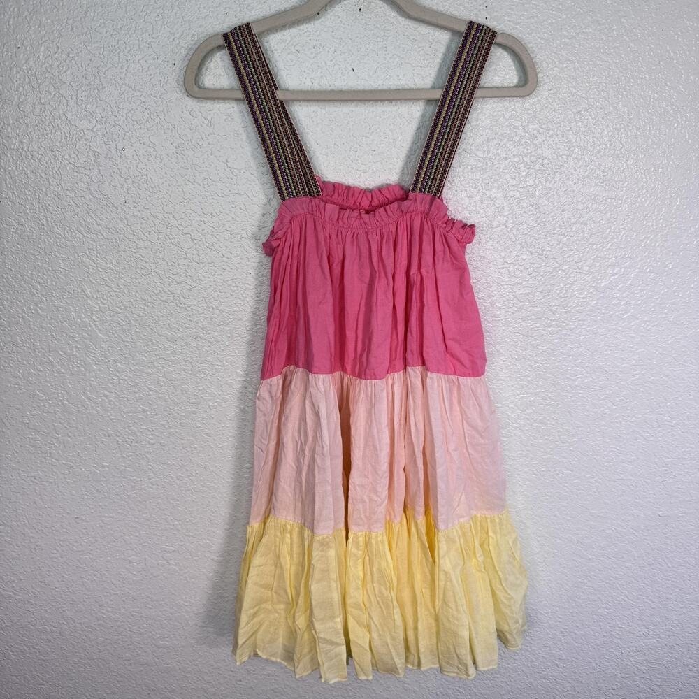 Pitusa Dress Womens Petite Colorblock Tiered Sundress Cotton Boho Beach Coverup